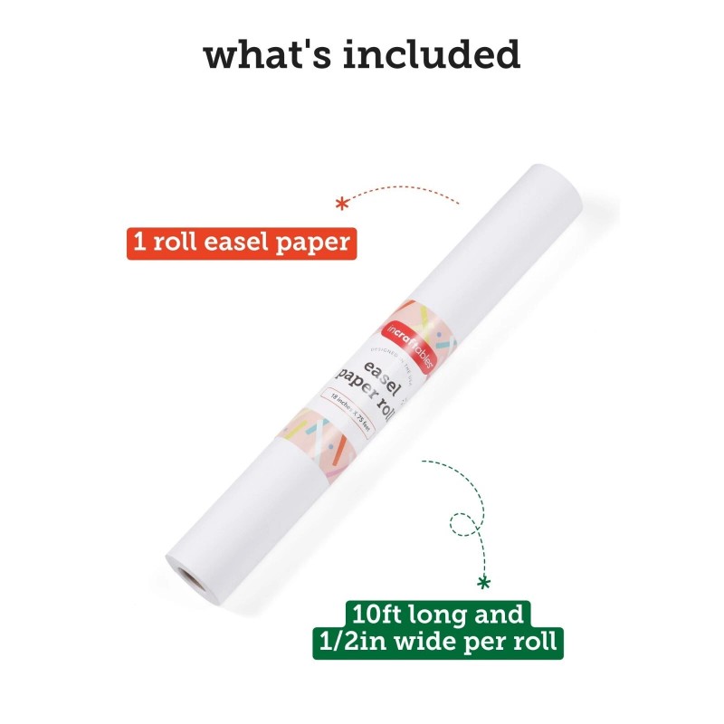 Incraftables Easel Paper Roll (18 Inches x 75 Feet). White