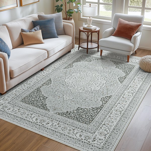 8x10 Boho Low Pile Area Rug & Carpet for Living