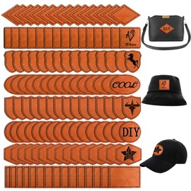 Bestlabel 120PCS Blank Hat Patches Laserable Square Rustic Leatherette Patch Adhesive Faux Leather Patches Blanks for Hats Fabric Custom Repair Sew Laser Glowforge Supplies (Khaki)