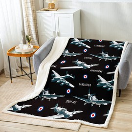 Loussiesd Plane Fleece Blanket for Chair Sofa Aircraft Runway Decoration Modern Sherpa Blanket Ultra Soft Microfiber Cool Aviation Fuzzy Blanket Single 50x60 Inch