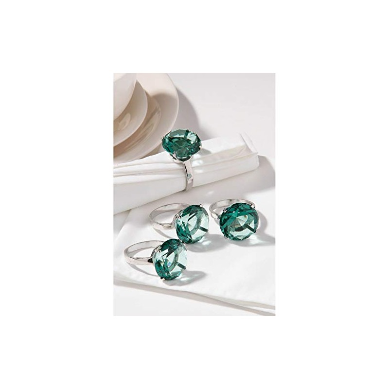Premier Housewares Napkin Rings, Teal, Set of 4, Chrome Blue,
