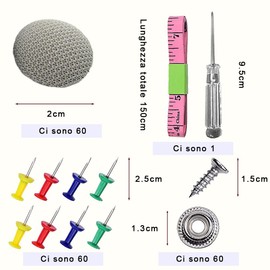 Voarge 60 Pairs Car Roof Repair Screws, Universal Repair Rivets Button with Screw, with 60 Coloured Pins, 1 Screwdriver, 1 Tape Measure for All Cars