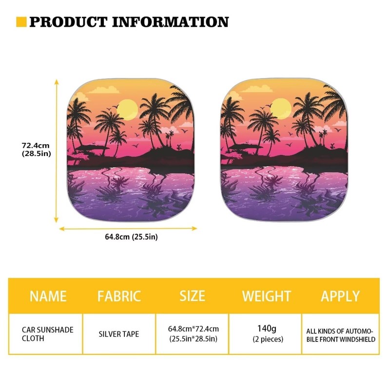 Coldinair Sunset Front Windshield Shade 2Pcs Sunshade for Car Windshield
