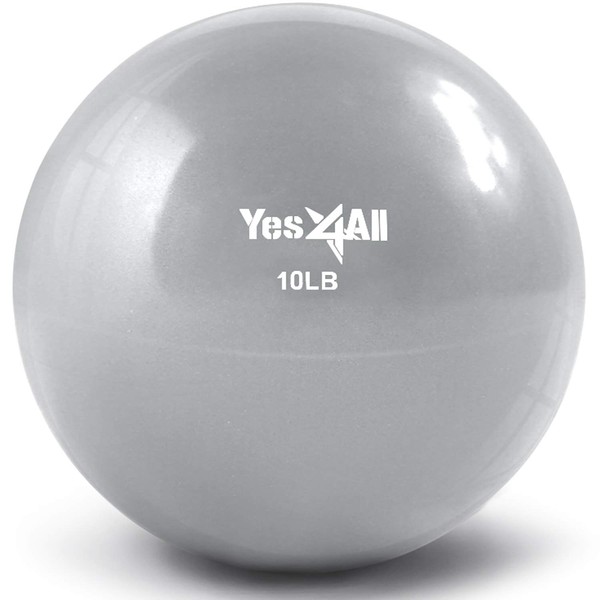 Yes4All Soft Weighted Toning Ball/Medicine Ball & Exercise Pilates Ring - Multi Colors & Weights Available (G. 10 lbs Grey)