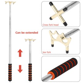 Retractable Billiards Cue Stick Bridge, Non-Slip Cue Pool with Replaceable Bridge Head, Retractable Pool Rest Stick Pool Accessories, Billiards Pool Cue Accessory for Pool Table 12.8-60inch