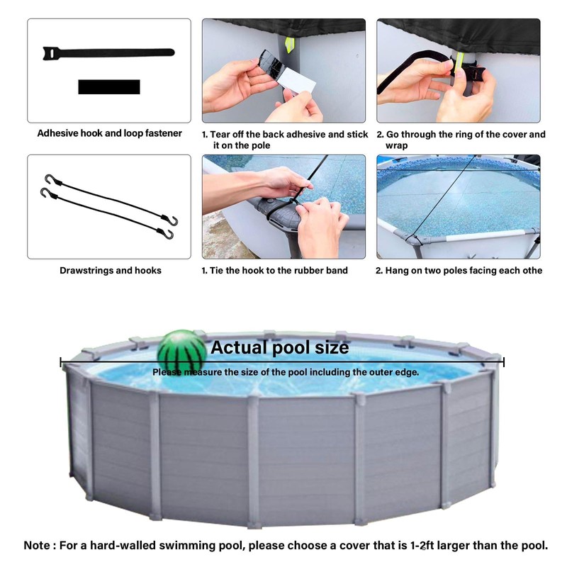 SAFANA 14FT Round Pool Covers for Above Ground Pools, Round