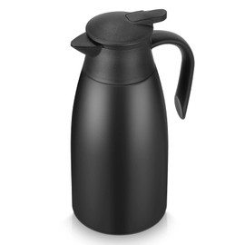 70 oz / 2 Liter Stainless Steel Thermal Coffee Carafe, Tea, Water, and Coffee Dispenser, Double Walled Vacuum Insulated Thermos, Black