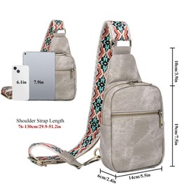 Long Keeper Crossbody Shoulder Bag Faux Leather Chest Bag Sling Bag Small Women's Shoulder Bag Sling Backpack Leather Bag Small Cross Bag for Travel Outdoor, gray