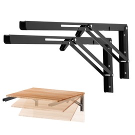 Ravinte -2 Pack 20 Inch Folding Shelf Brackets – Matte Black, Heavy Duty Collapsible Brackets for Tables and Benches – Space-Saving Design