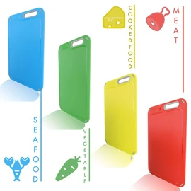 Plastic Cutting Board, Set of 4 with Storage Stand, Color Box Packed, BPA-Free, Preventing Cross-contamination of Different Food Types, Dishwasher Safe