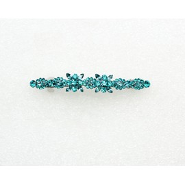 Faship Gorgeous Teal Rhinestone Crystal Small Floral Hair Barrette Clip