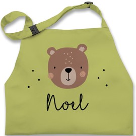 Geschenk mit Namen personalisiert by Shirtracer - Children's Apron for Boys and Girls - Cute Bear I Bears I Bear Motif I Bear, 2 Light Green