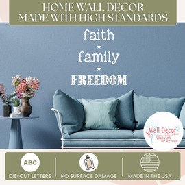 Faith Family Freedom Patriotic Wall Sticker - Removable Vinyl Wall Art Decal- Independence Day Vinyl Lettering for Home Decor - American Wall Decor Quote