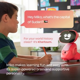 Miko 3: AI-Powered Smart Robot for Kids | STEAM Learning & Educational Robot | Interactive with Learning apps & Unlimited Games | Birthday Gift for Girls & Boys Aged 5-12| Red