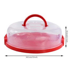 ATRDTO 12inch Portable Pie Carrier with Lid and Cupcake Muffin Tart Cookie Keeper Food, for Wedding Party Baby Shower Party Christmas (Red)