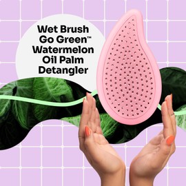 WetBrush Go Green Palm Detangler with Ultra Soft Intelliflex Bristles to Gently Separate Knots With Ease, Wet Brush Detangler is Gentle on Hair, Shaped for Comfort, Infused with Watermelon Oil, Pink
