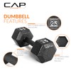 CAP Barbell Cast Iron Hex Dumbbell, Black, Single, 50 lb