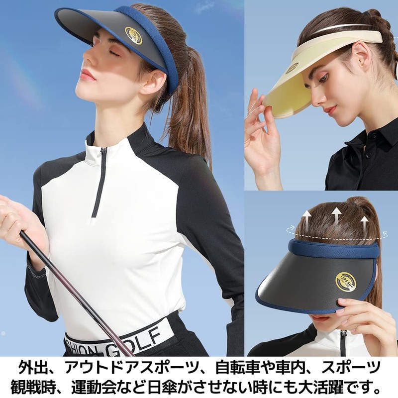 FUPUONE Women's Clip Visor, UPF 50+, Moisture Wicking, Wide Brim,