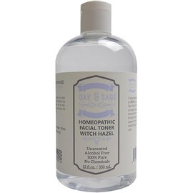 Oak & Sage Homeopathic Facial Toner Witch Hazel Unscented - 12oz Astringent, 100% Pure, No Alcohol, No Additives