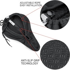 GEWAGE Bicycle Seat Cover - Comfortable Gel Bicycle Saddle Cover with Breathable Wood Design, Shock Absorbing Bicycle Seat Cover for Men and Women - Ideal for Indoor and Outdoor Cycling