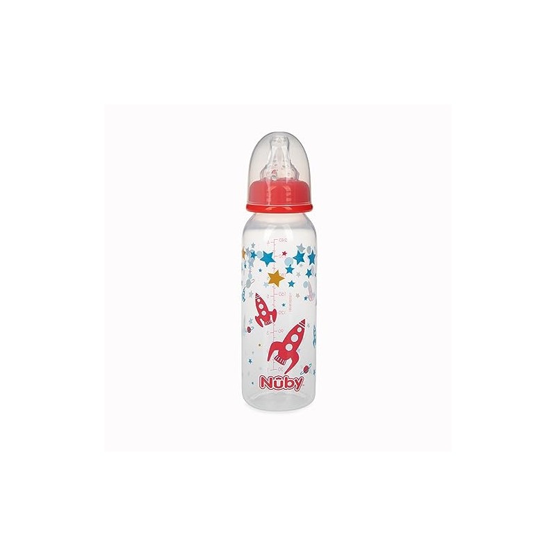 Nuby Printed Non-Drip Bottle, 8 Ounce, Colors May Vary