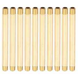 PATIKIL 1/4" x 1/4" NPT Male Brass Pipe Fitting Long Nipple, 10Pcs 6" Long Straight Pipe Fitting Connector Extender for Fuel, Air, Water, Oil, Gas System Connection, 1200PSI