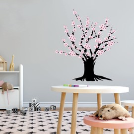 Cherry Blossom Blooming Tree Vinyl Wall Decal – Sticker for Home Decoration in Nursey Room, Baby Room, Bedroom and Living Room, Wall Mural to Transform a Room with a New Look-Size: 9" x 10".