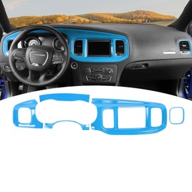 PDKLIN for Charger Center Console Dashboard Panel Trim Cover Baby Blue for 2015-2023 Dodge Charger 8.4" Display Baby Blue Interior Accessories 5pcs