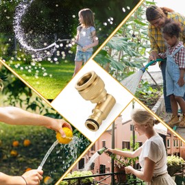 Zocipro 2Pcs Brass Angled Tap Connector, 2 in 1 Outside Tap Connector 1/2" & 3/4", 90° Elbow Female Rotating Hose Connector for Hose Pipe, Garden Outdoor Hose Tap Adapter