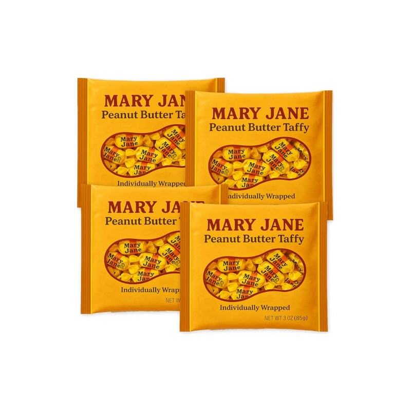 Peanut Butter Taffy Candy Mary Jane Chewy Treats 4 Bags