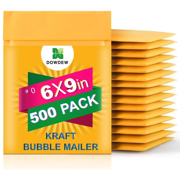 Kraft Bubble Mailers [500 Pack] 6 inch x 9 inch