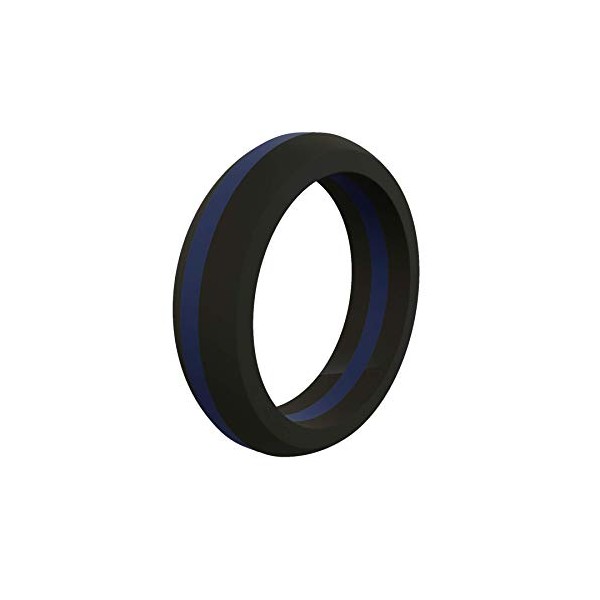 QALO Women's Thin Blue Line Classic Silicone Ring Size 04