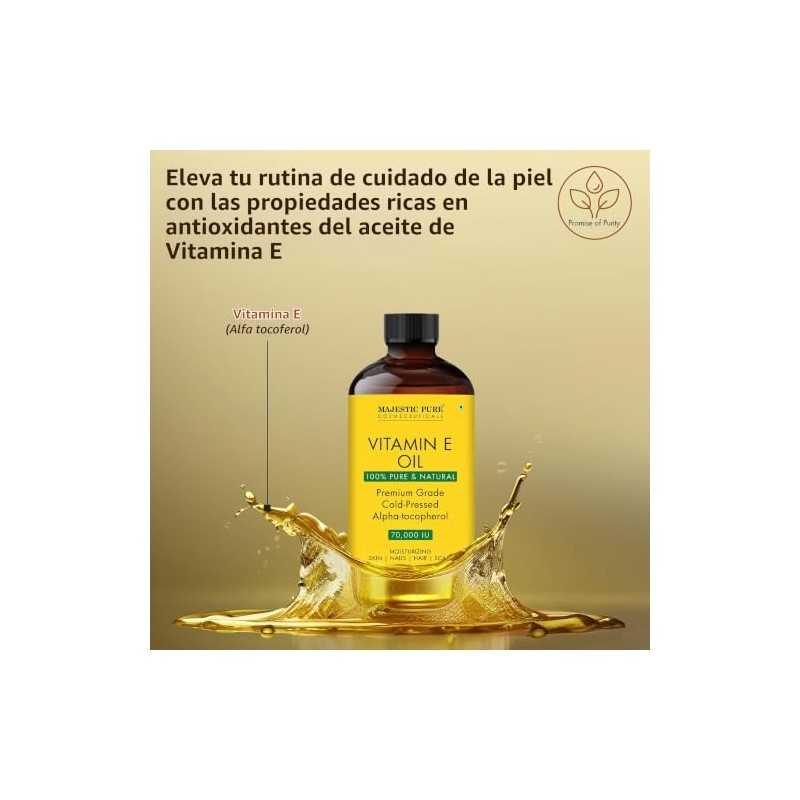 MAJESTIC PURE- Aceite de vitamina E - 100% puro y
