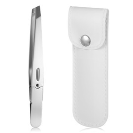 Travel Tweezers with Case, Stainless Steel Eyebrow & Facial Hair Removal Tweezers, Precision Tweezer Case for Women, Ingrown Hair, (Black)