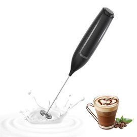 JIMYIU Milk Frother Handheld Battery, Electric Foam Maker Frother Wand, Drink Mixer with Stainless Steel Whisk for Coffee, Matcha, Lattes, Cappuccino Black