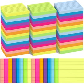 48 Pack 3840 Sheets Lined Sticky Notes 3X3 in Ruled Self Sticky Note Pads Colorful Sticky Notes with Lines Post Notes for Office, Home, School, Meeting, 80 Sheets/pad
