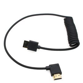 HangTon HDMI 8K 4K 60p Cable for ATOMOS Ninja V SmallHD Ultra Sony Venice Z190 Canon XF705 Lumix S5II X G9 Z8 Camera Portkeys Teradek, Left Angle Type A HDMI 2.1 Braided Coiled 50cm