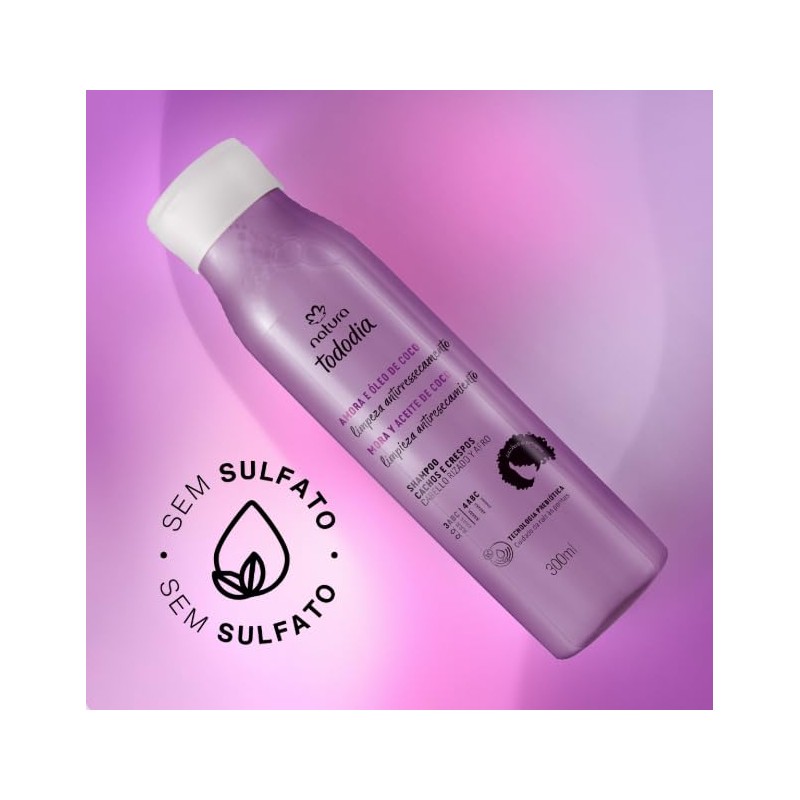 Natura Todadia Shampoo para Cabello Rizado, Mora y Aceite de