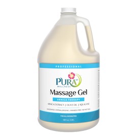 PURA 1ST Professional Arnica Therapy Massage Gel, Olive Oil, Arnica Extract, Unscented, Hypoallergenic, Natural, Skin Moisturizing and Hydrating, Deep Tissue, Wellness, Physical Therapy, 128oz Bottle