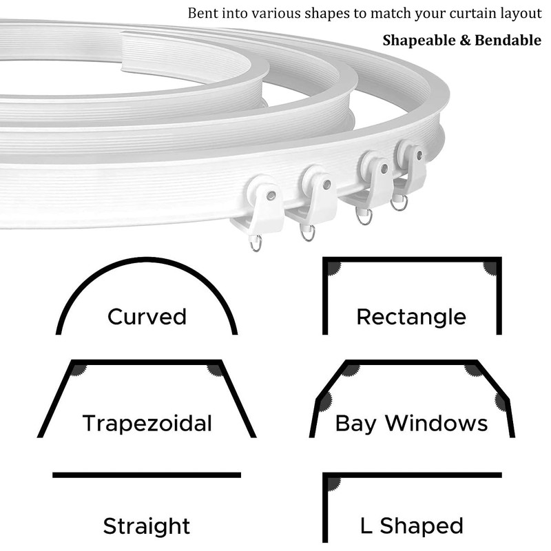 XCK Flexible Ceiling Curtain Track 10m/32.8ft, Bendable Ceiling Mount Curtain
