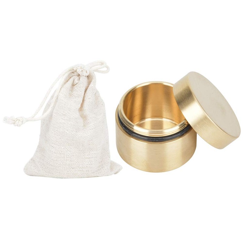 Dilwe Pocket Pill Boxes, Brass Round Shape Waterproof Dustproof Moisture