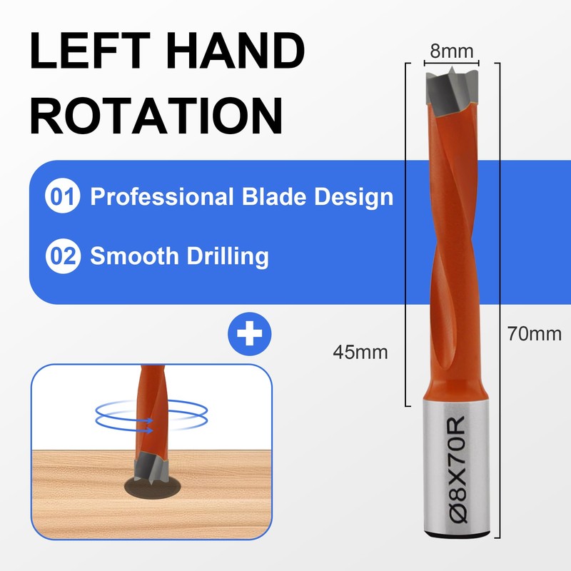 CDBP 8mm Diameter Carbide Tipped Brad Point Boring Bit Dowel