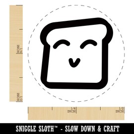 Happy Toast Kawaii Outline Rubber Stamp for Stamping Crafting Planners - 1/2 Inch Mini