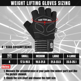 QTF Ventilated Weight Lifting Gym Workout Gloves with Wrist Wrap Support for Men & Women, Full Palm Protection, for Weightlifting, Training, Fitness, Hanging, Pull ups (Black, M)