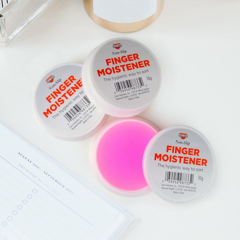 COSCO Fingertip Moisteners, 10g Container, 3/Pack