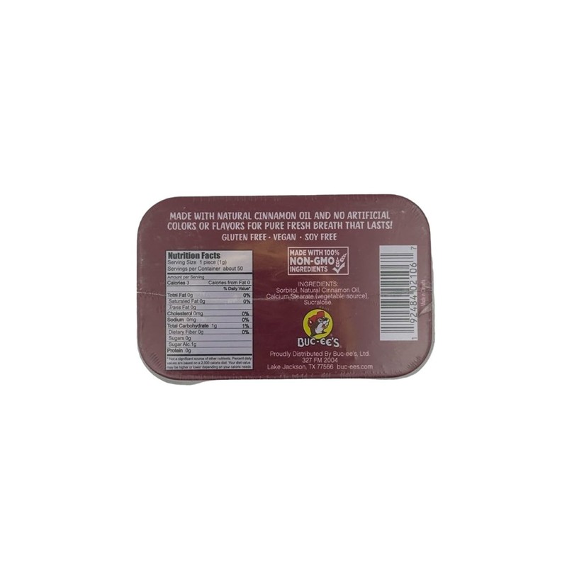 Buc-ee's Gluten Free & Sugar Free Mints (Cinnamon, 6 Pack)