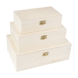 Ideen mit Herz Wooden Box Set | Rectangular | With Lid and Metal Clasp | Set of 3