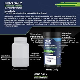 ETERNAL NUTRITION Men's Daily: Multivitamínico para Hombre 4 en 1 (200 Caps.) | Vitaminas, Minerales con Zinc, Complejo B y Adaptógenos | 100 Porcione