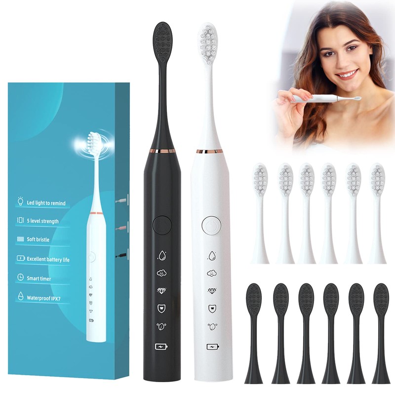 Juego de 2 Cepillos de Dientes Electrico, Cepillos de Dientes