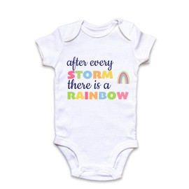 Fuzzy Cactus After Every Storm There is a Rainbow Baby Grow Vest Baby Announcement Pregnancy Announcement (White, Newborn)